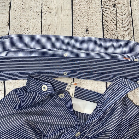 Piectrum XL LS button down blue white pinstripe w/2 collar, neck 17-17 1/2 - Picture 6 of 9